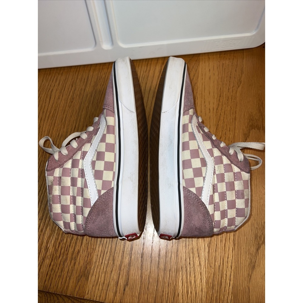 Vans Old Skool SK8 Hi Top Pale Pink Lace Up White Suede Womens Sz 7 Shoes Flower - Picture 6 of 7